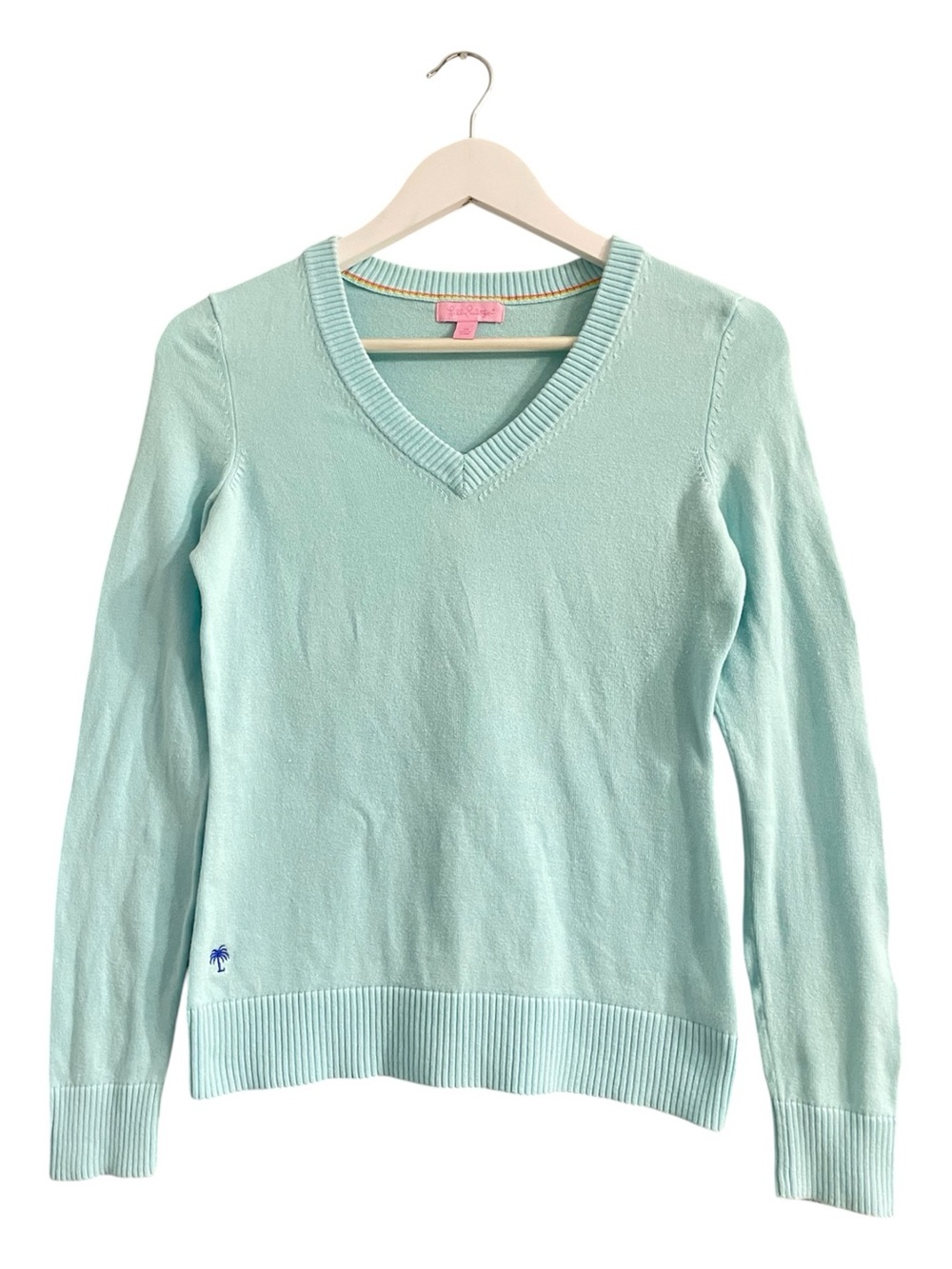 Lilly Pulitzer Cotton V-Neck Sweater in Green Size XS preppy
